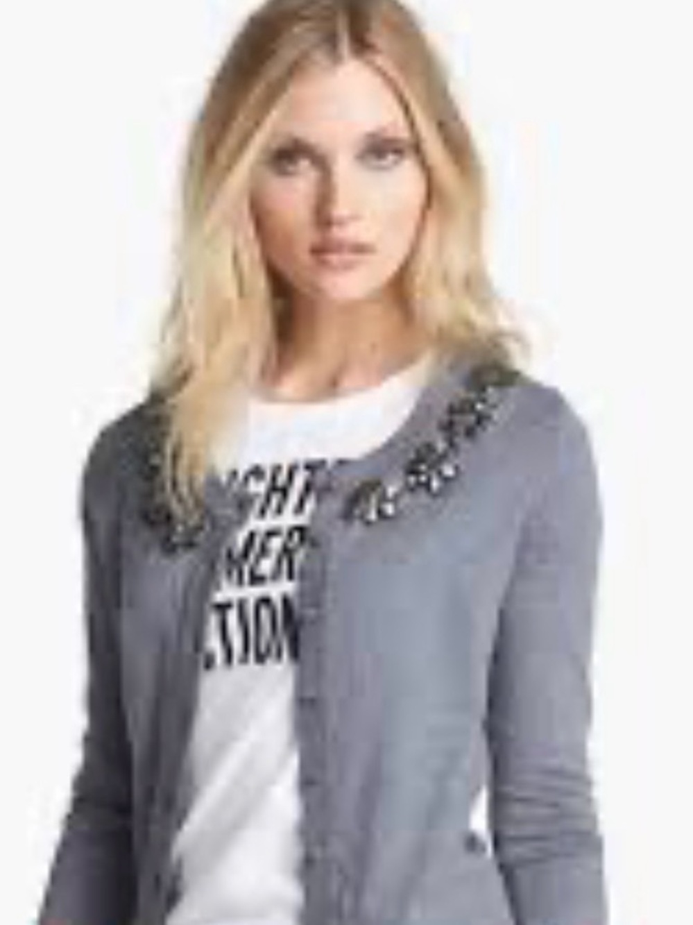 kate spade Gray Embellished Collar Sweater Cardigan